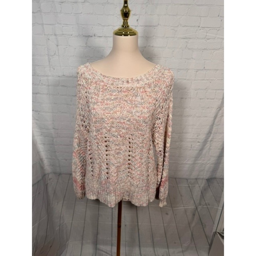 LC Lauren Conrad Speckled Open Back Ribbon‎ Tie Sweater Women's S EUC